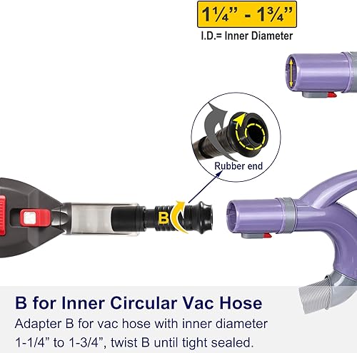 Miniatura 6 de Cepillo de perro accesorio de vacío para mango de manguera de vacío redondo de 1 a 1 3/4 pulgadas, kit de herramientas de aseo para pelos de perro