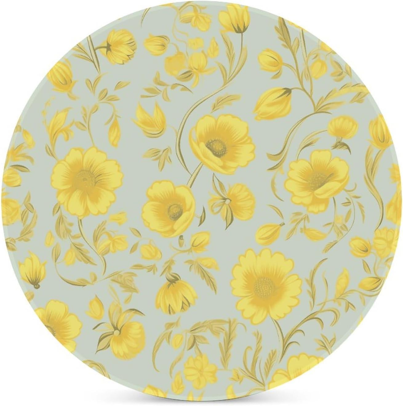 Yellow Flower Coaster with Cork Base Drink Coasters for Coffee Table Decor Modern Cup Coasters with Non-Slip & Heat-Resistant Cute Ceramic Table Coaster for Home Dining