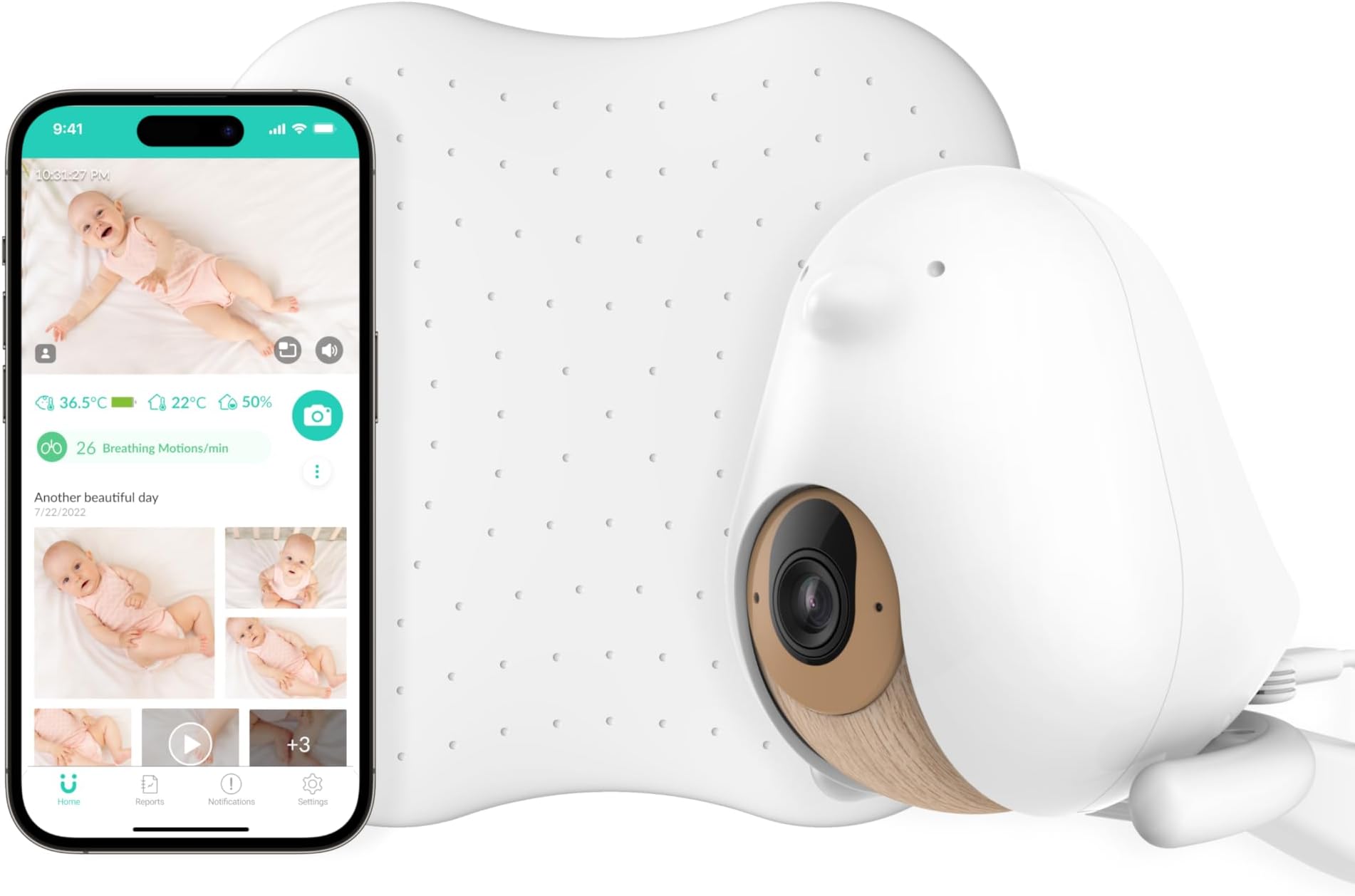 Cubo Ai Sleep Safety Bundle- Includes 1080p HD Night Vision CuboAi Plus Smart Baby Monitor with 3-Stand Set and Sleep Sensor Pad | Proactive Safety Alerts, 2-way Audio & Micro Motion Detection