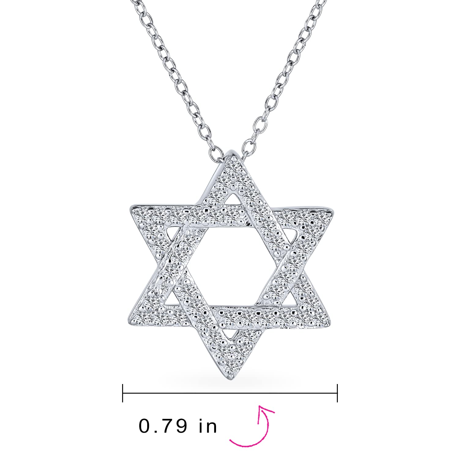 Bling Jewelry Collana con ciondolo Stella di David intrecciata tradizionale religiosa Magen Judaica con accento in Zirconia Cubica CZ per donne adolescenti Bat Mitzvah in argento sterling .925