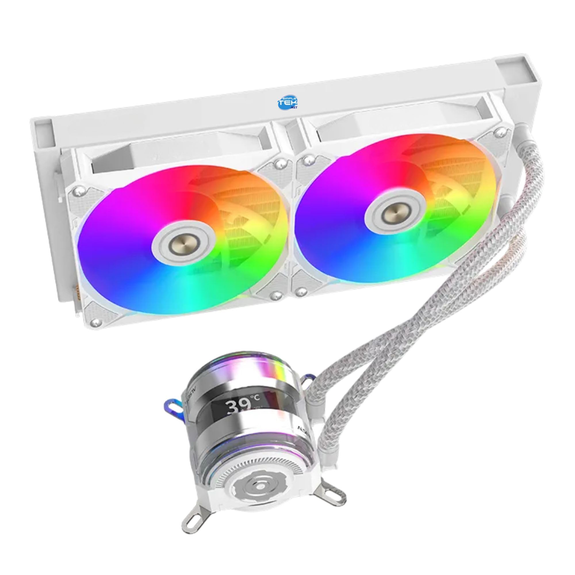 SIMPLETEK - Radiateur à liquide CPU 240 mm RGB | LGA 1700 2066 2011 1366 1200 115X AM5 AM4 AM3 AM2 AM2+ FM1 | Pour jeux et overclocking