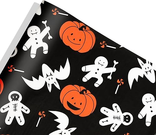 Miniatura 7 de PAPER FAIR 100 hojas de papel de seda de fantasma de calabaza de Halloween, color negro y naranja a granel, 20 x 14 pulgadas, papel de arte para