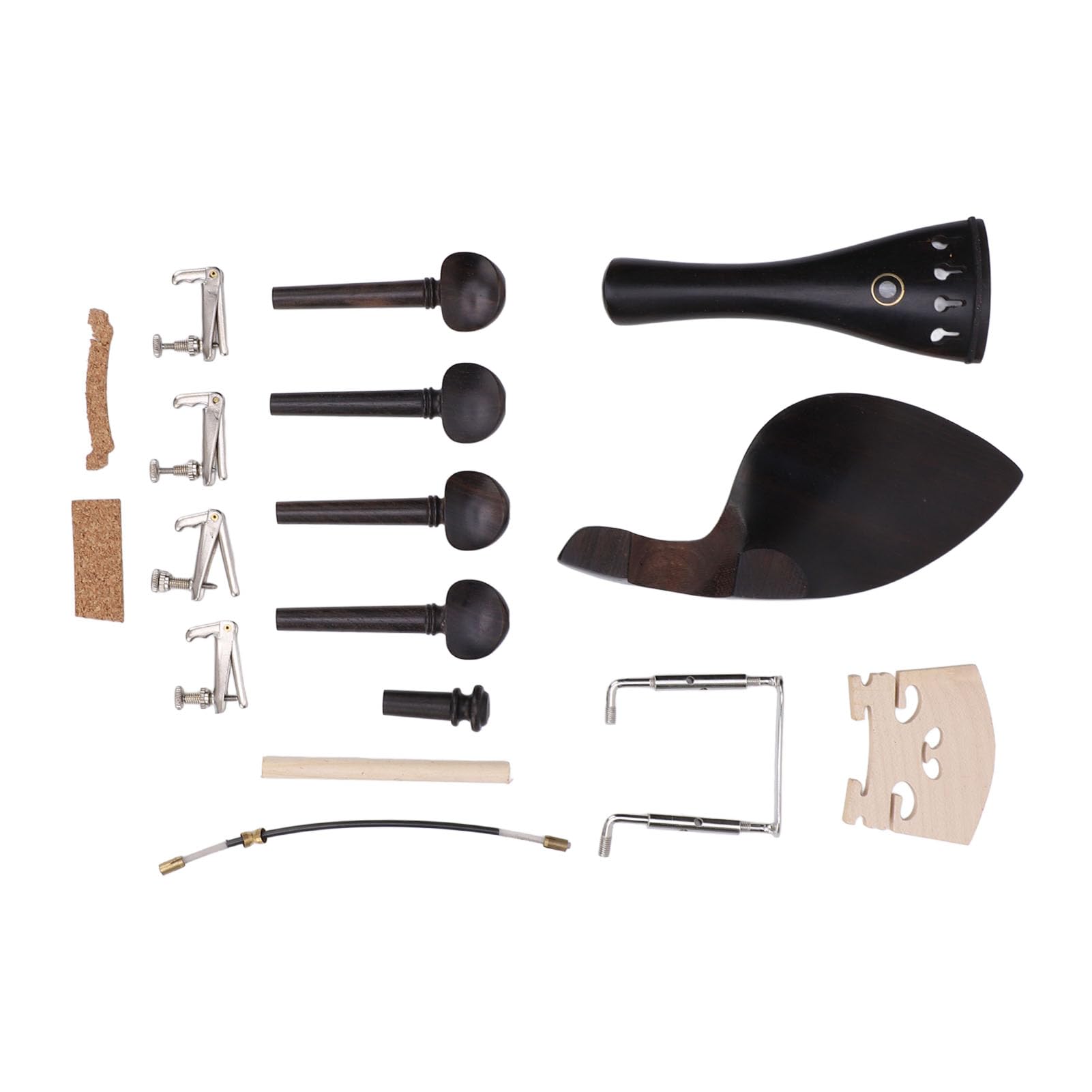 Ensemble d'accessoires pour Violon 15 Pièces, Kit de Pièces de Rechange Universel en Métal ébène pour Violons Pleine Grandeur 3/4 4/4, Kit d'accessoires pour Pièces de Violon