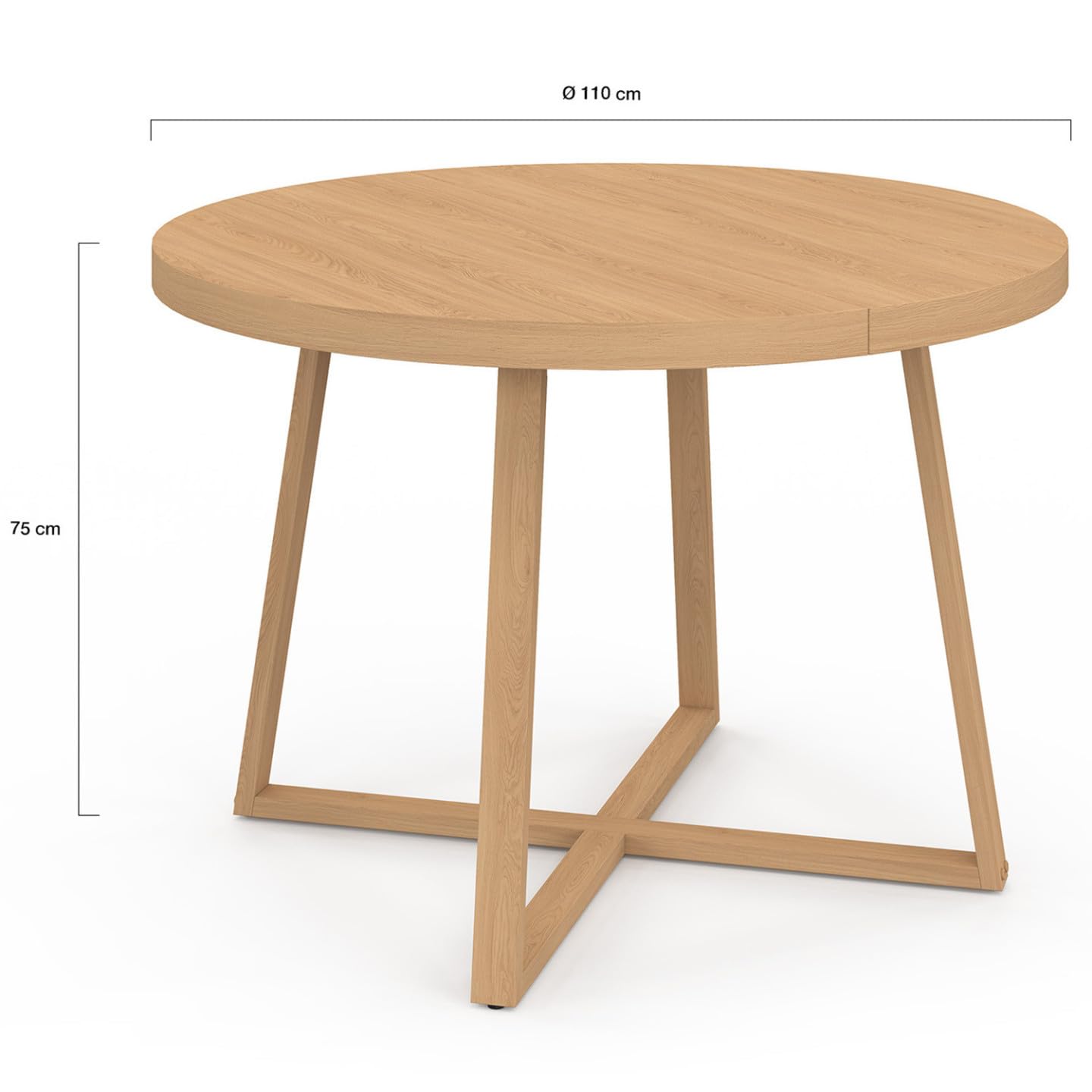 IDMarket - Runder Esstisch Selma 4-6 Personen Holz Bucheffekt 110 cm