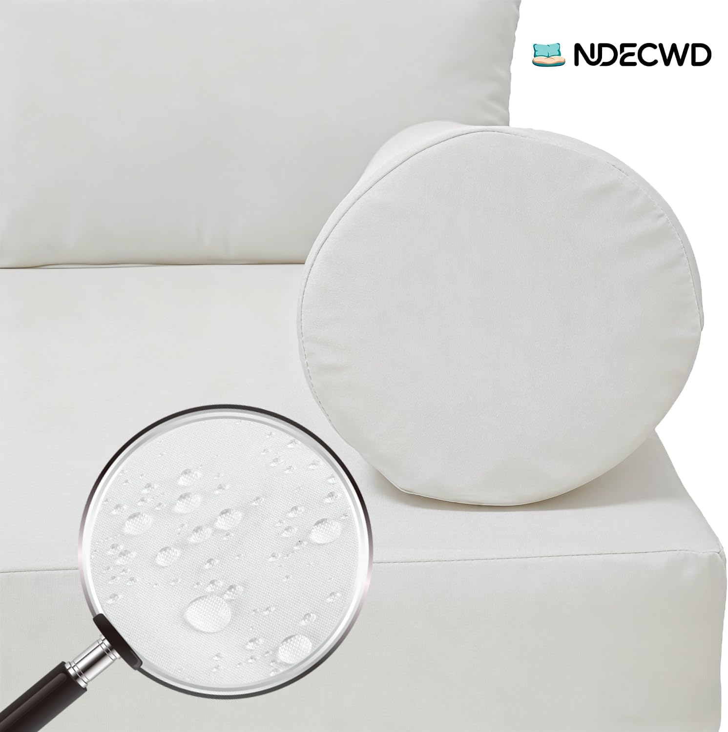 Outdoor Twin Mattress Cover, Patio Daybed Cover with Zipper, Waterproof Outdoor Daybed Cushion Bolster Pillow Fitted Sheet Covers, Only Covers (White, 75 * 39 * 6in)