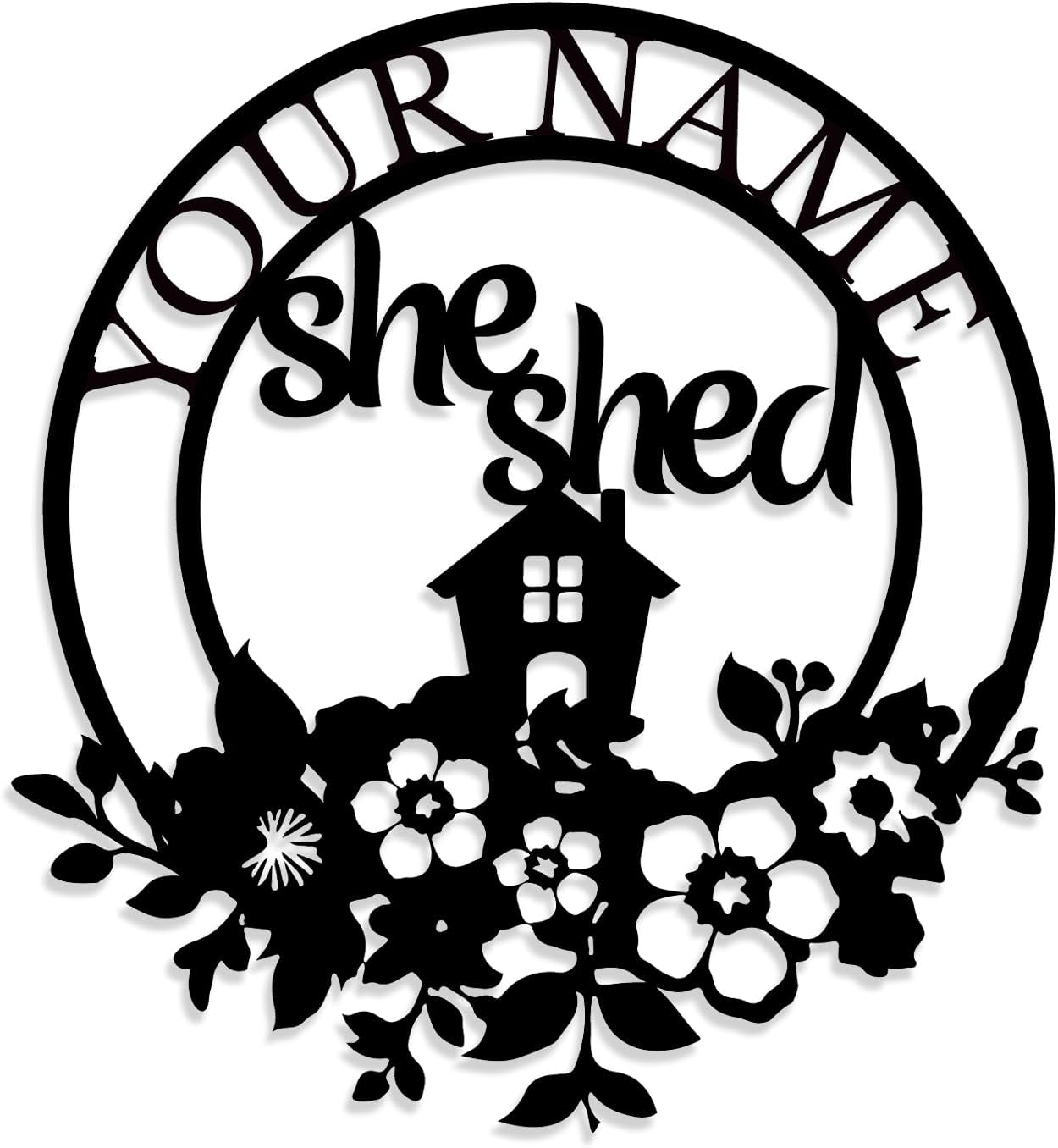 Personalized Garden She Shed Metal Sign, Custom Shed Metal Wall Decor,She Shed Plaque, SHE SHED Name Decor (Style-A)
