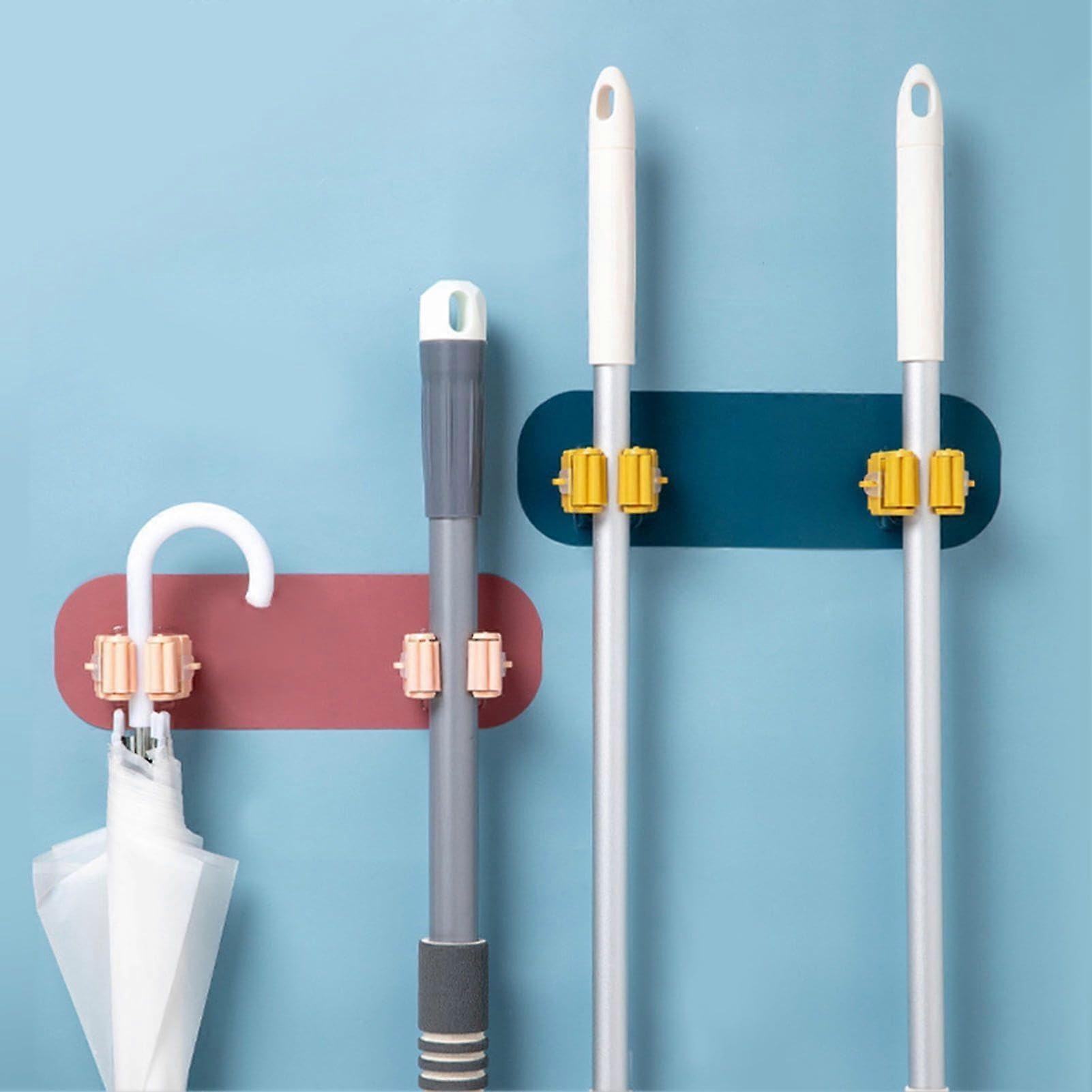 JOYHAPPST Wall Mounted Free Punching Double-Headed Broom Mop Rack Hook Household Hanger