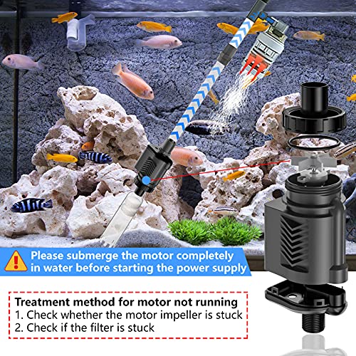 HiTauing Electric Aquarium Gravel Cleaner, 317GPH DC 24V/24W Automatic Fish Tank Cleaning Tool Set Removable Vacuum⊠- Image 5