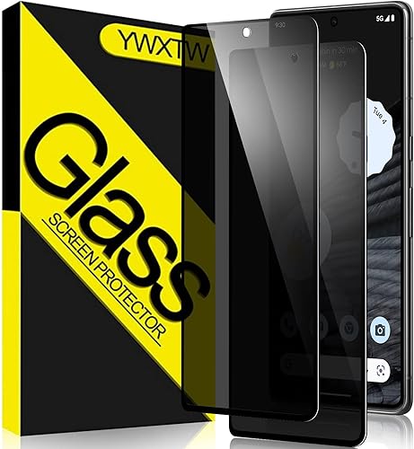 YWXTW [Paquete de 2] Protector de pantalla de privacidad para Google Pixel 7 Pro, película de vidrio templado antiespía de dureza 9H para Google