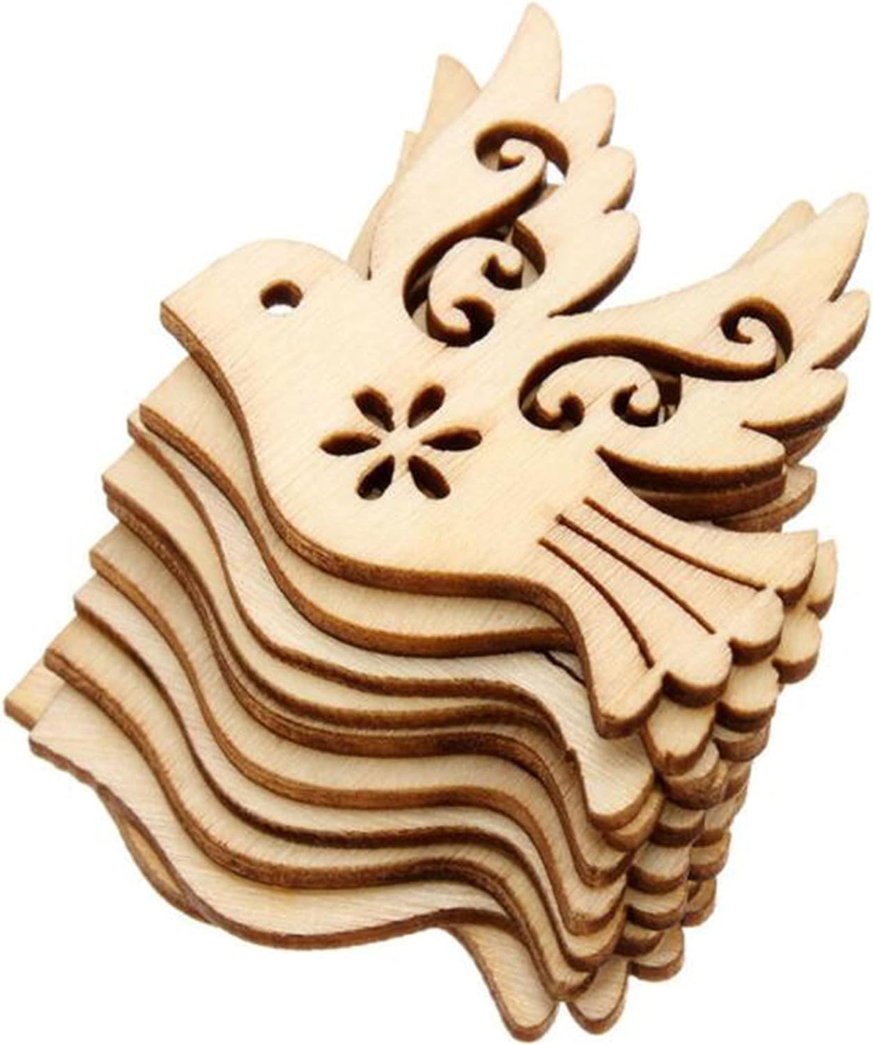 Wyjuan Brown 10Pcs Wooden Peace Dove Ornaments Crafts Home Christmas Tree Hanging Decorations,Home Decor Accents,Decor