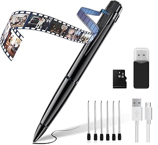 QZT Small Camera, HD 1080P Small Camera Pen with 32GB SD Card Recording Portable Mini Surveillance Camera Pen Ballpoint Pen with Camera Microphone for Home Office Meeting Recording
