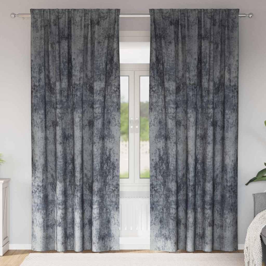 Coppia Tende Velluto Grigio Argento per Interni 225x140 cm | Tende oscuranti termiche per camera da letto e soggiorno. Tessuto morbido che garantisce privacy e comfort in casa.