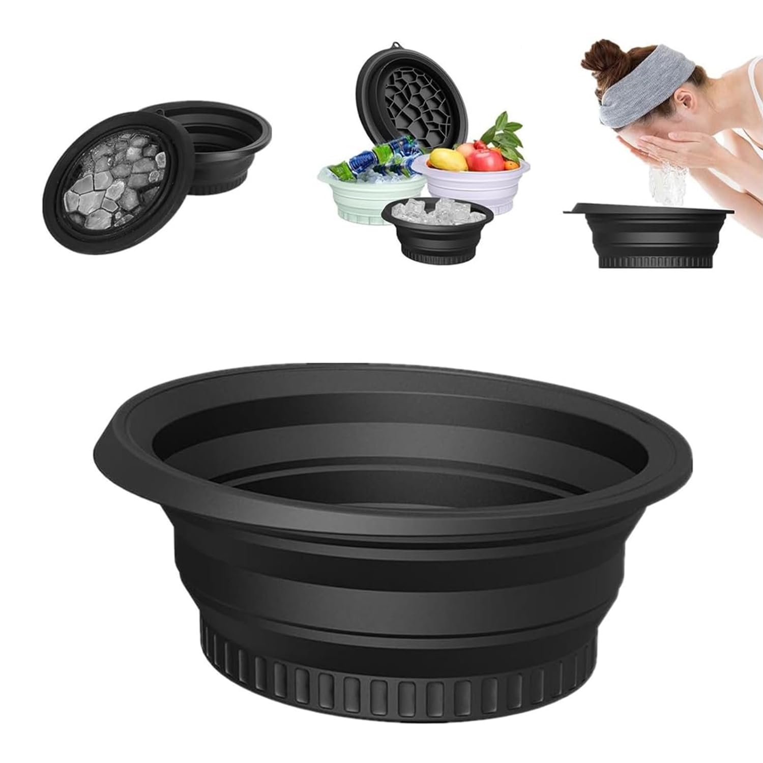 hankousi Collapsible Ice Maker Tray, Portable Silicone Ice Bath Basin for Facial Therapy, Skincare, Outdoor Use & Travel – Compact, Collapsible Design for Adults