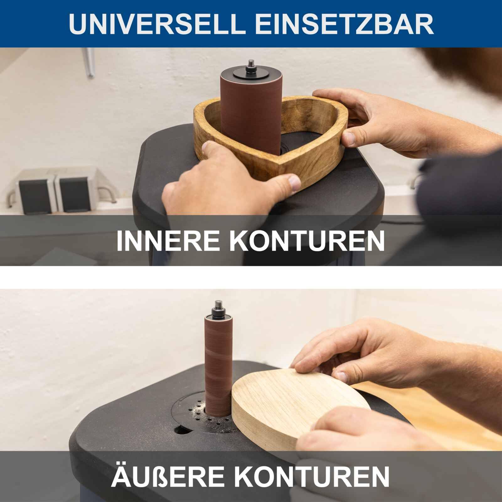 Scheppach Oszillierender Spindelschleifer OSM100 Spindelschleifmaschine mit 6 Schleifhülsen, Walzen & Tischeinlagen | Leistung 450W | Hub 16mm | SpindelØ 12,7mm | Schleifhöhe 98mm | Frequenz 58 min-1