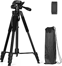 Tripé Semi-Hidráulico Profissional de 180cm, Tripé de Alumínio Profissional Para Celulares e Câmeras - Altura Ajustável Suporte Para Celular - Com Três Pernas Com Trava (1.8 Metros)