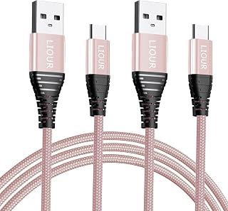 USB C cable, USB Type-C charging cable 1.5m pink (2 packs), C-type fast charging cable nylon braided compatible with Samsung Galaxy S22 S21 S20 S10 S9 S8 Plus Note 10 9 8, Huawei P10 P9 MATE, Sony