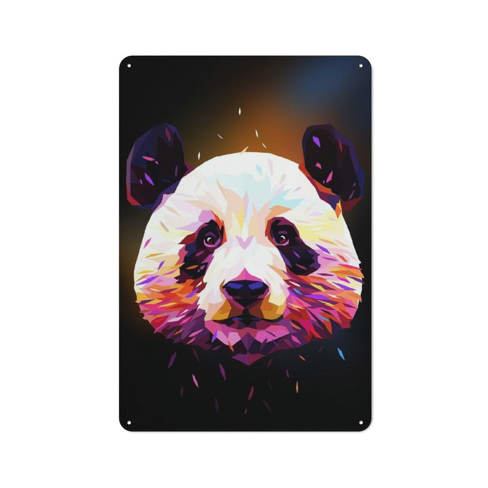 Junmoney Panda Low Poly Abstract Classic Metal Wall Plaque 30X20cm Featuring Creative Space Decor For Workspace, Cafe, Shop Or Desk Area