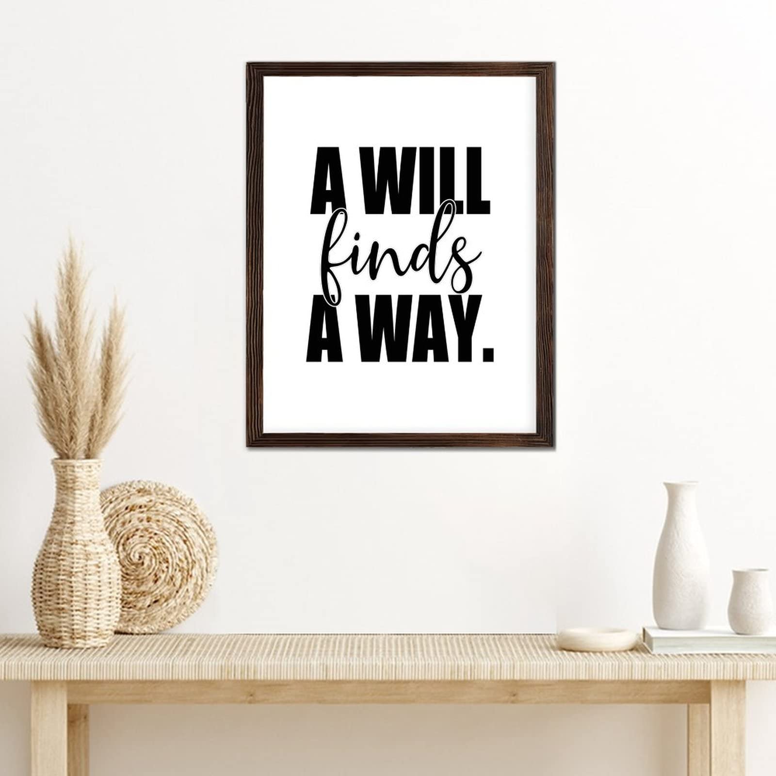 A Will Finds A Way - Letrero de madera para decoración de pared, con frases religiosas, cartel de madera enmarcada, letrero artístico de pared rústico de granja, 16 x 20 pulgadas