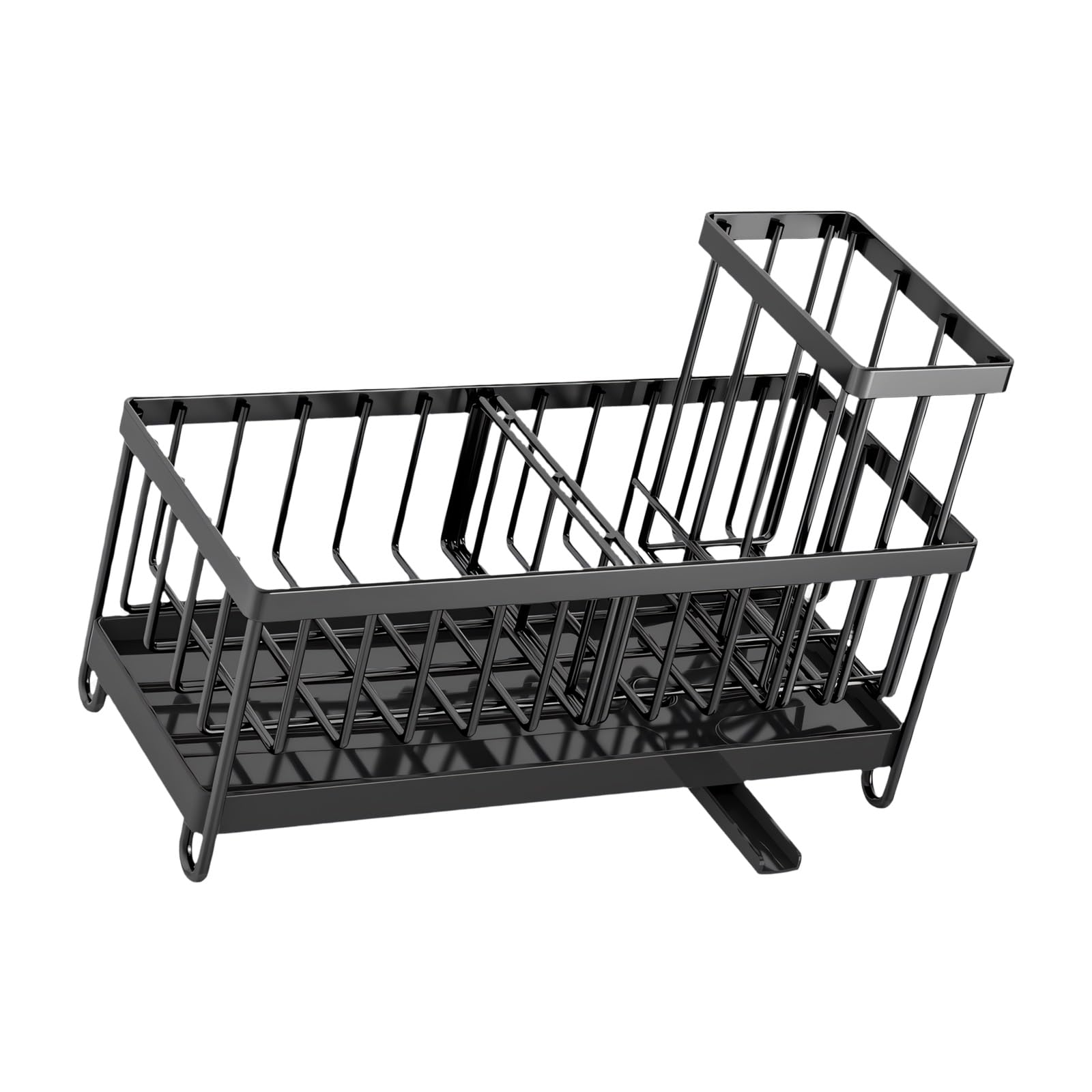 Kalttoy Efficient Kitchen Sink Drainer Rack with Separate Sections for Sponges Brushes Detergents Rustproof Sponge Holder for Sink