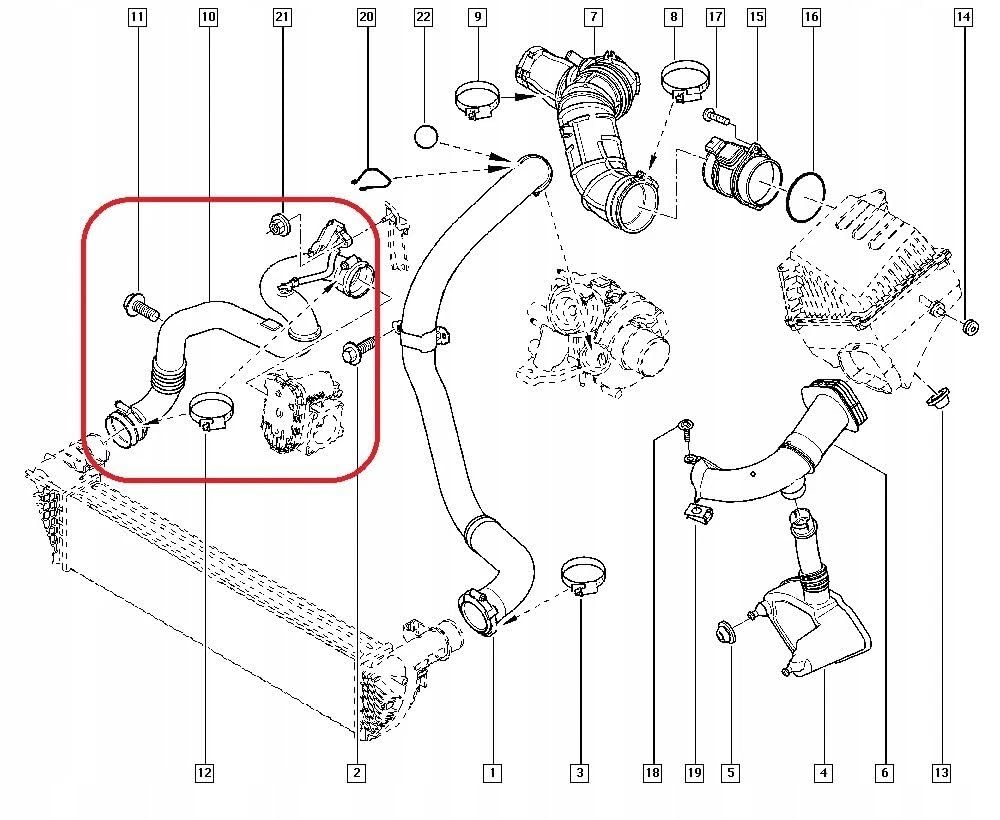 LLS-GERMANY Tuyau d'admission d'air compatible avec Renault Espace IV (JK0/1) 2.0 dCi (110kW/150PS 2006/01-2025/12) & (127kW/173PS 2006/01-2025/12), OEM : 8200540493, 82005493, 8200540493, 8200540493