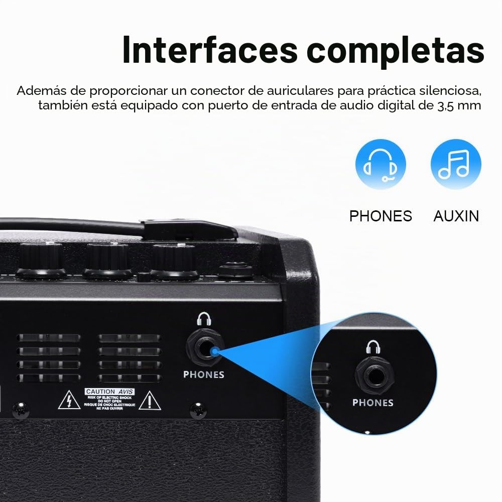 TS20 - Amplificador combinado de graves de 20 W, color negro, apto para bajo, altavoz de 6.5 pulgadas, circuito de sobremarcha, interruptor de contorno intermedio