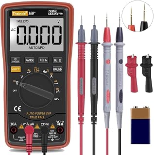Thsinde 6000 Counts TRMS Auto Ranging Digital Multimeter NCV Voltage Alert AC/DC Amp Ohm Volt Tester with Battery Clips