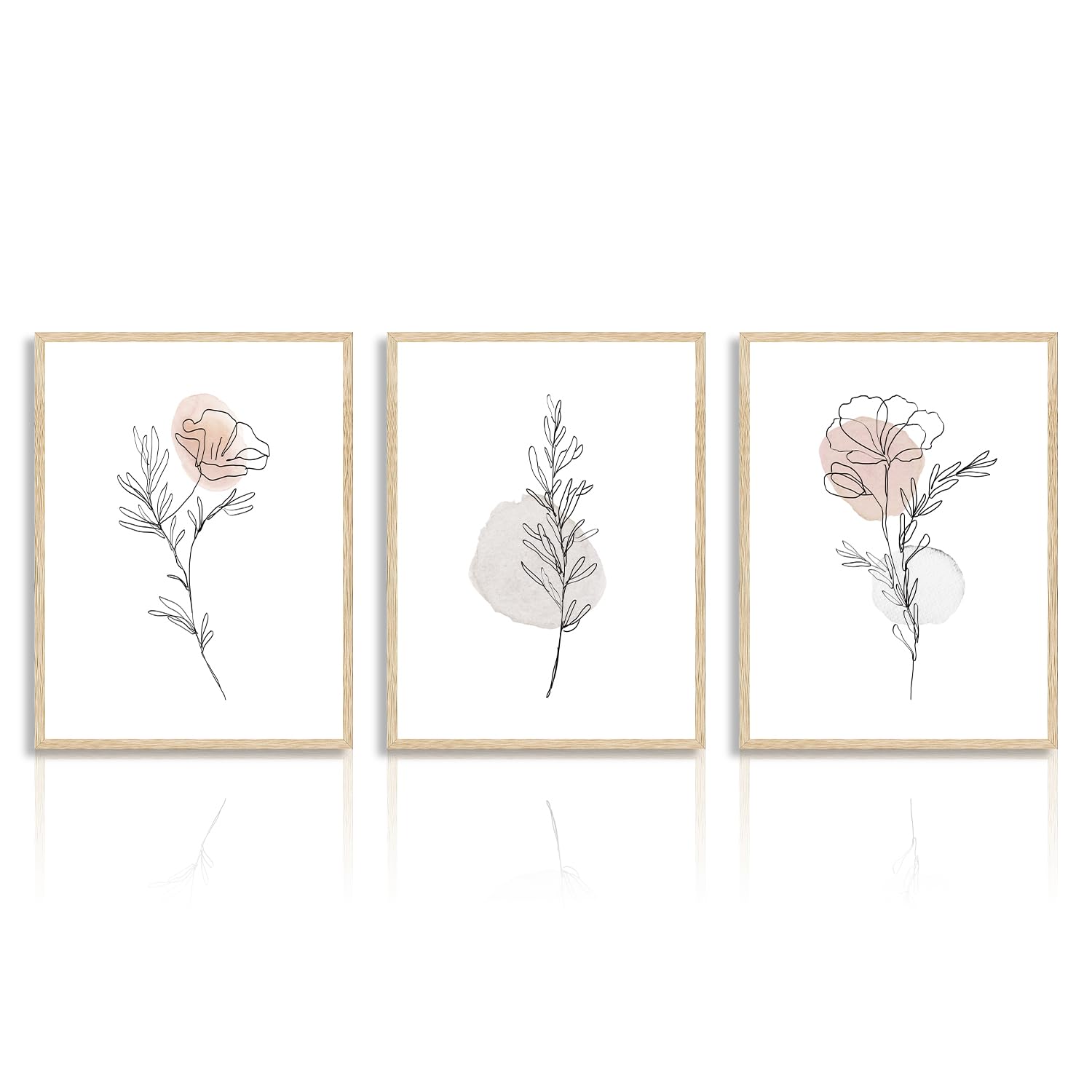 Dazzlewall Acuarela Botánico Pared Decoración Póster Flor Minimalista Abstracto Pared Póster para Dormitorio Decoración de Sala 12x16 in Sin Marco Set de 3