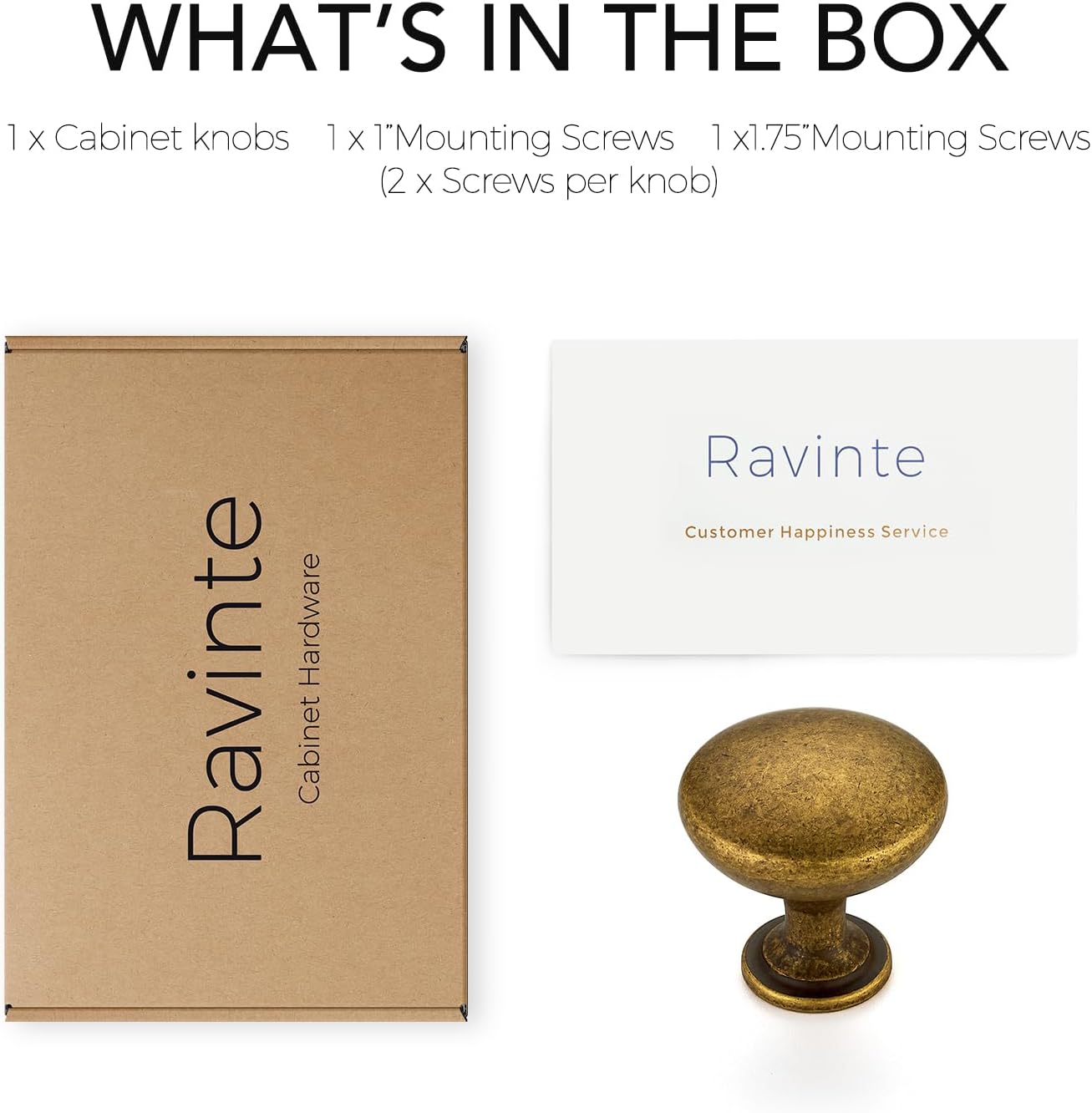 Ravinte 1 Pack Antique Brass Round Zinc Cabinet Knobs for Kitchen Bathroom Closet Dresser Cabinets