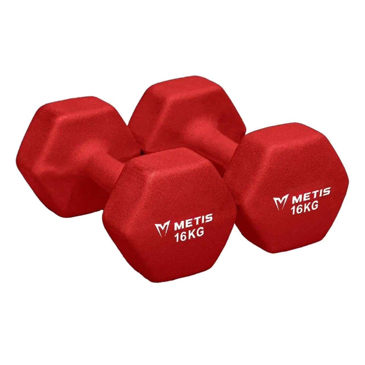 METIS Neoprene Hex Dumbbells | Essential Home & Gym Workouts with Colour-Coded Weights – Available in 17 Weight Options