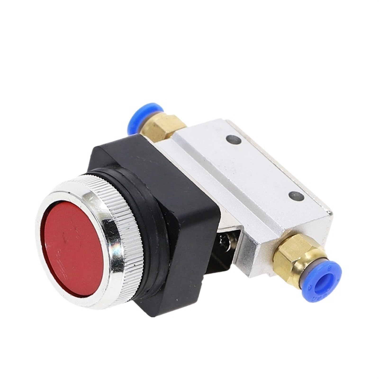 Válvula mecánica MOV-03B, rosca de 1/8 de pulgada, 2 posiciones, 3 vías, botón pulsador plano rojo y verde, válvula neumática momentánea, 1 unidad(No Fittings red)