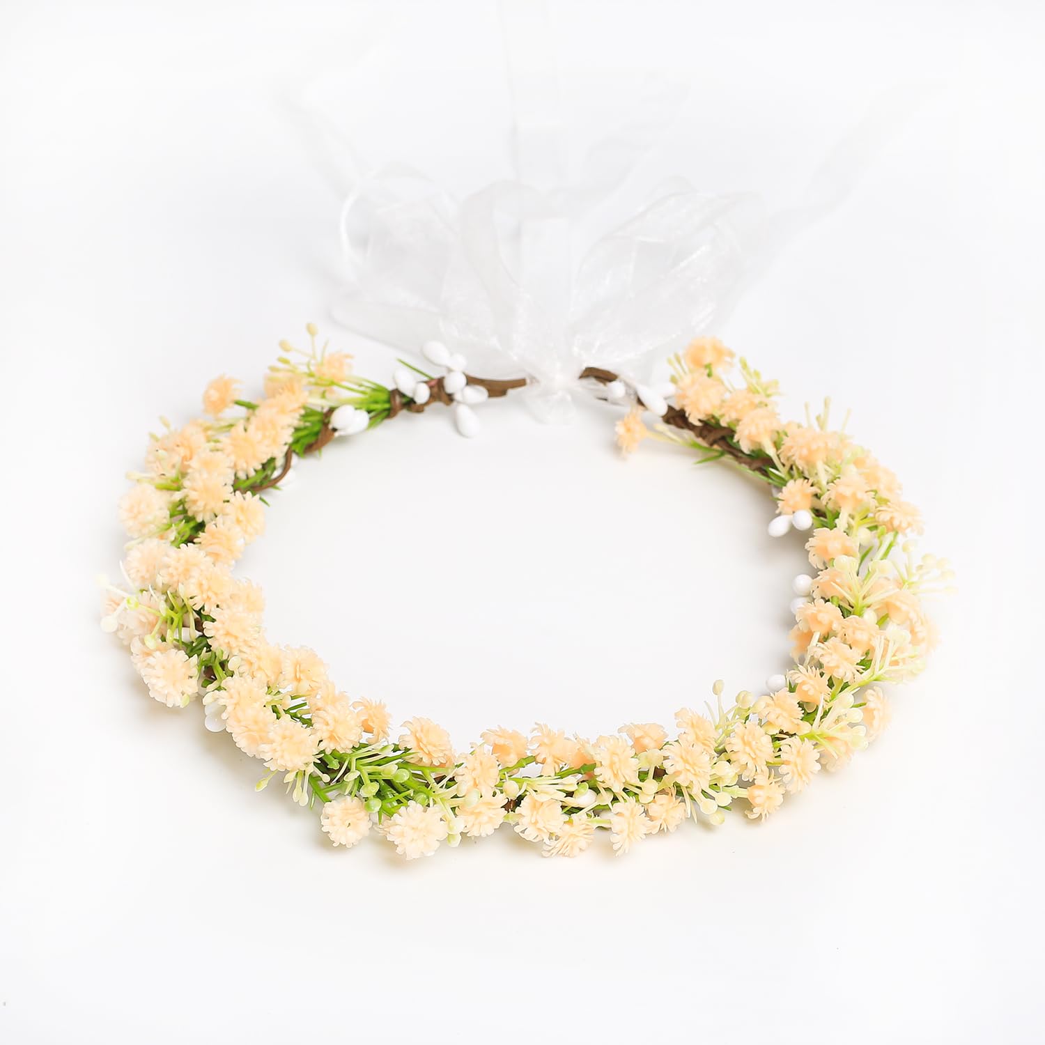 Yili Maizi Baby Breath Flower Crown for Women Bridal Wedding Green Floral Headpiece Eucalyptus Halo Floral Headband Maternity Photo Prop