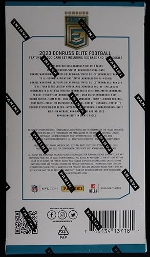 Miniatura 2 de 2023 Panini Donruss Elite NFL Football Factory Sealed ASIA TMALL Box 30 Cards (6 Packs of 5 Cards) Look for Exclusive Status Die-Cut Parallels