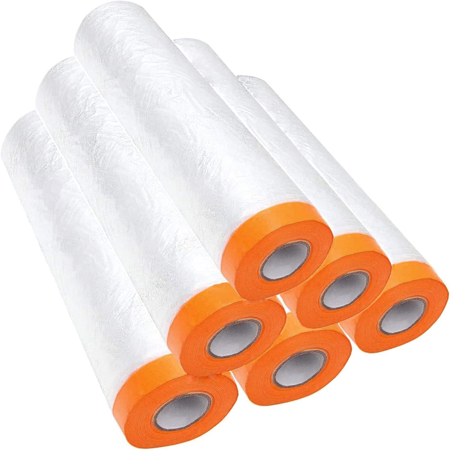 Nisorpa 6 Rollen abdeckfolie mit klebeband 270cm x 20m malerfolie für Putz- und Malerarbeiten,120m malerkrepp,324㎡,UV-Schutz