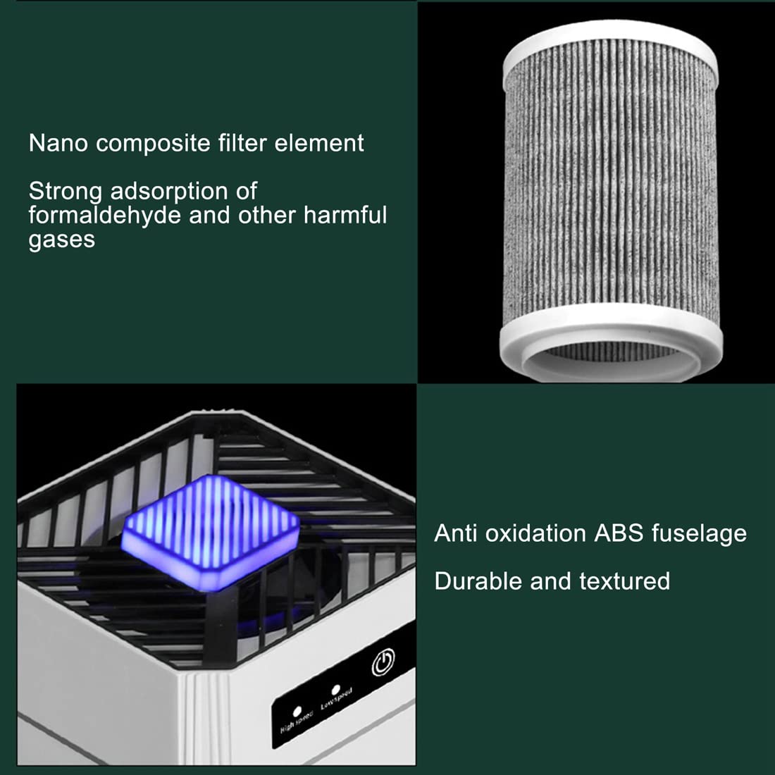 Purificador de Aire PortáTil Ionizador Generador de Iones Negativos EliminacióN de Olores de Humo Filtro Hepa Ambientador de Coche