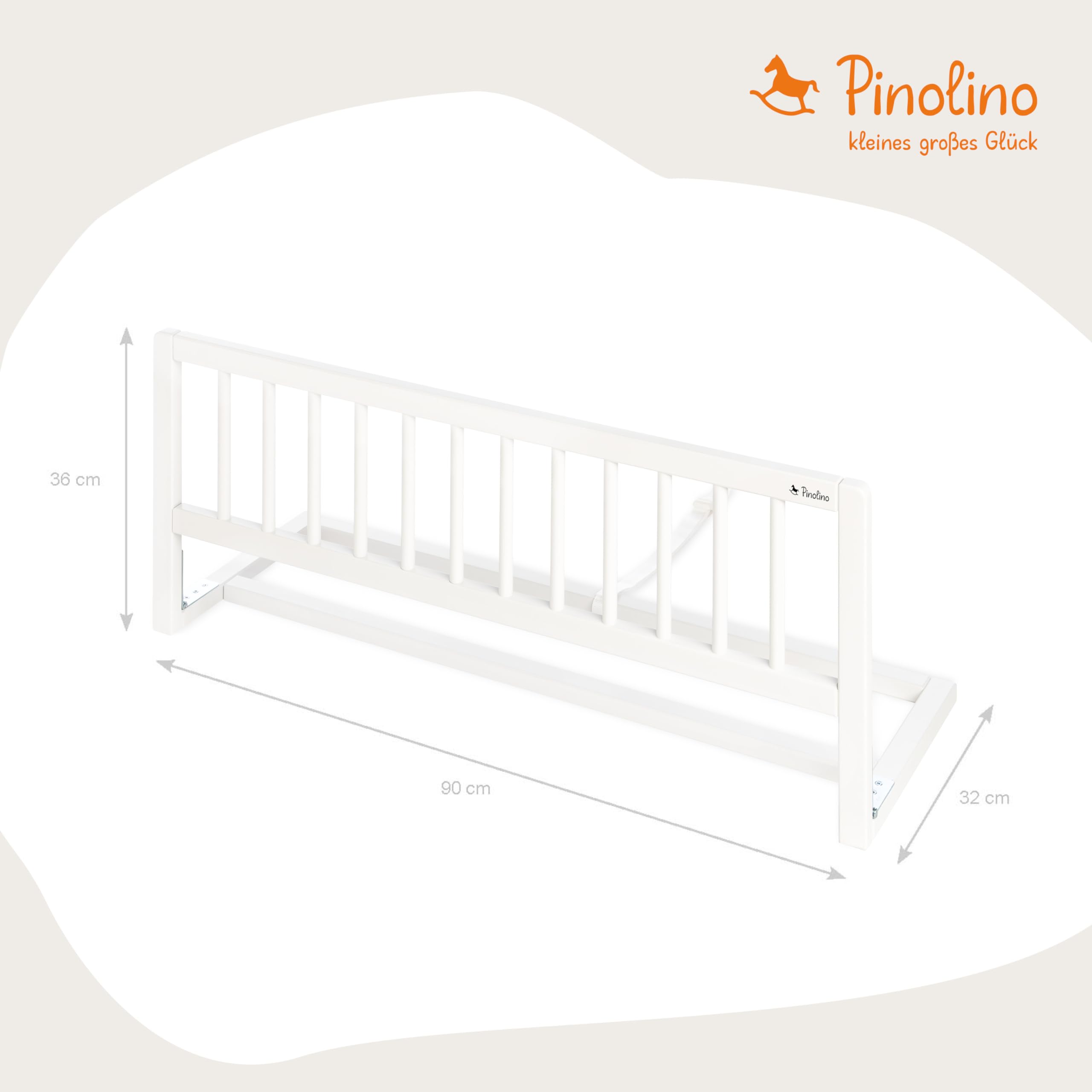 Pinolino Recinto di sicurezza per culla, recinto di sicurezza pieghevole, cameretta per bambini, protezione anticaduta, 90 x 32 x 36 cm, bianco