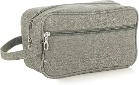 Kirk Necessaire Masculina Viagem (Bolsa de Toilette) Nylon Impermeável, Alça Lateral, 2 Compartimentos, Organizador de Higiene Executivo para Shampoo, Barba e Perfume (Cinza)