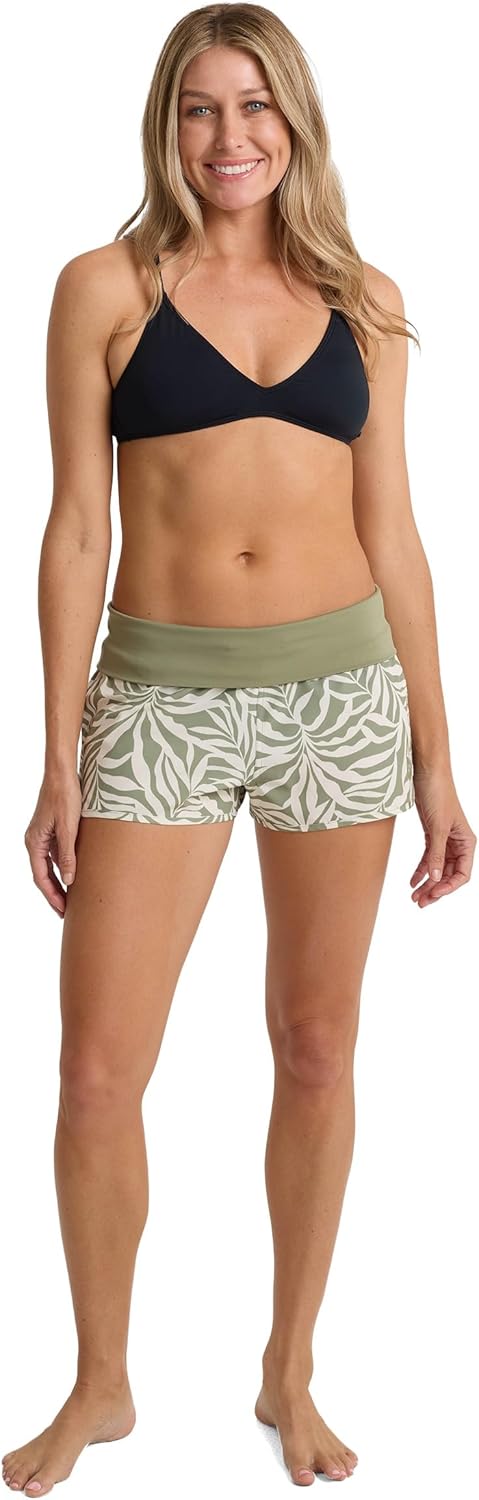 Roxy Women's Board Shorts –Tummy Control, 4-Way Stretch, Quick-Dry 2" Swim Shorts, UPF 50+ Beach Shorts, Oil Green, X-Large