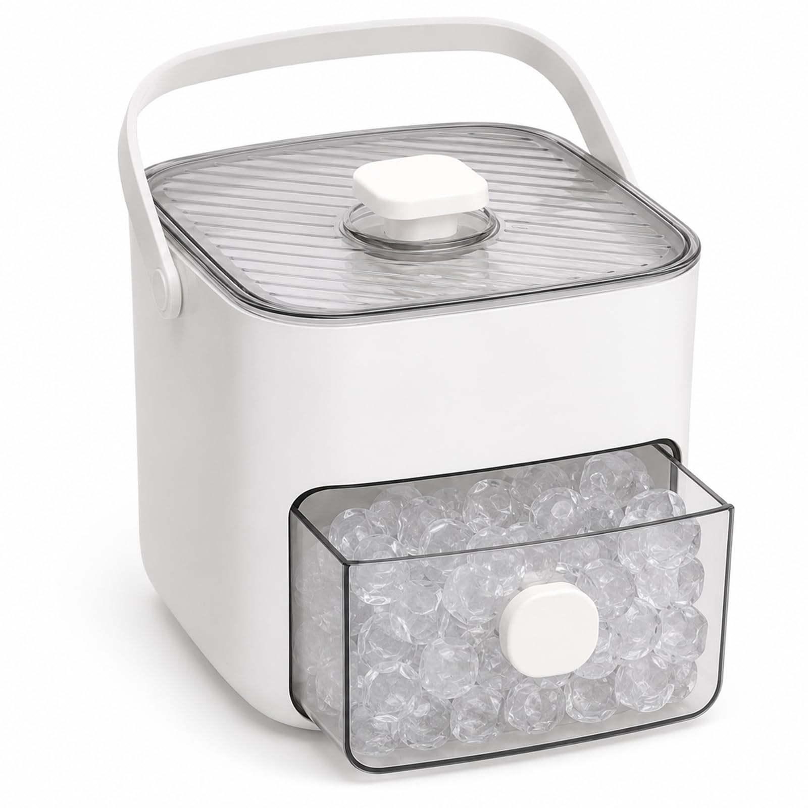 Klein Eiswürfelmaschine, Ice Cube Maker, 48 Stück Eiswürfel, einfaches Drücken, um das Eis zu lösen, Kühlen von Cocktail, Whiskey, Kaffee, Eiswürfel mit Behälter Eiswürfelbox, Für Home Kitchen - Weiß