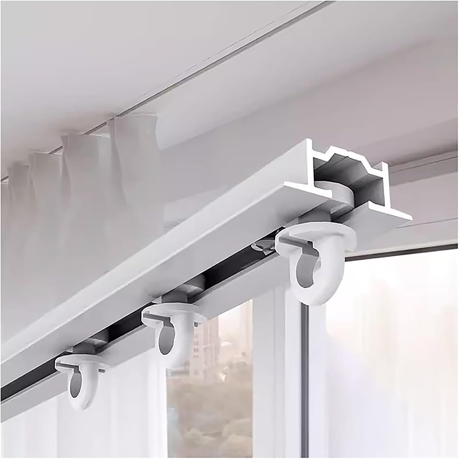Binario per tenda da soffitto, in alluminio resistente, silenzioso, per tende e divisori