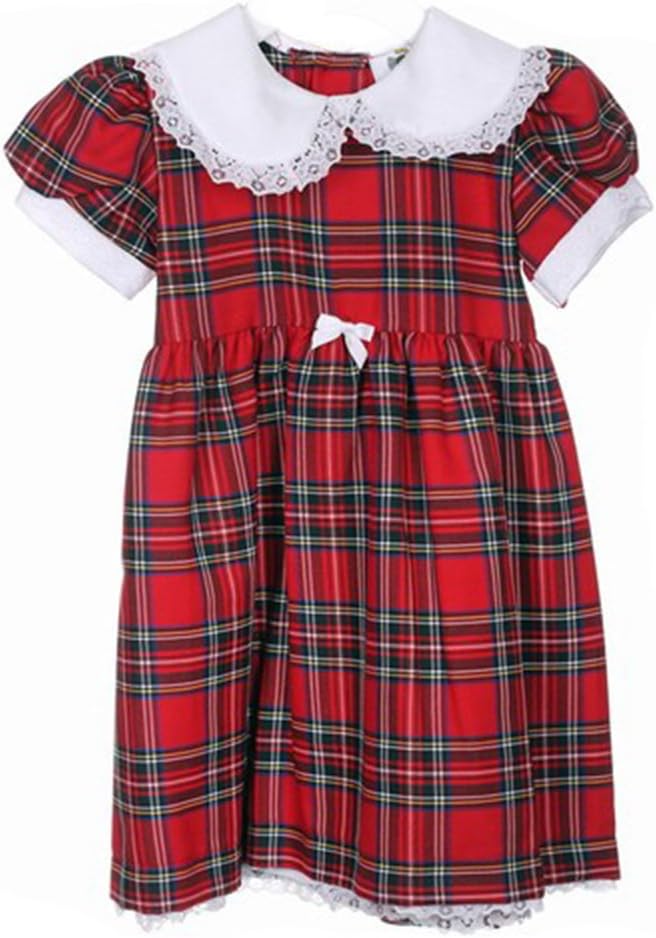 Girls Tartan Dress with white bow, Royal Stewart