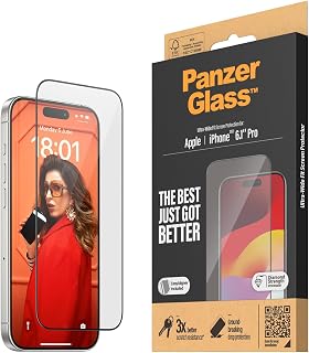 PanzerGlass - Screen Protector iPhone 15 Pro - Ultra-Wide Fit w. EasyAligner