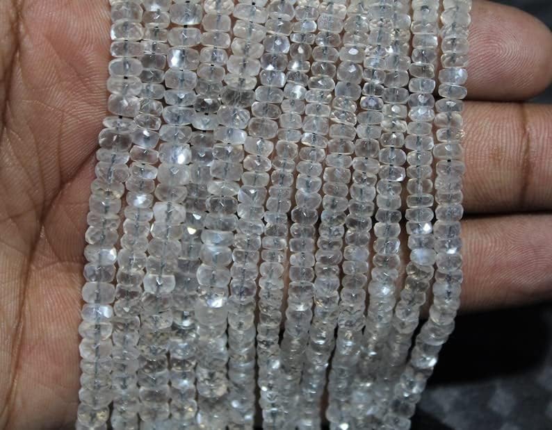 13 inch Strand of gem African Moonstone 3-3.5mm rondelle Faceted Beads for DIY Jewelry Making. African Moonstone Beads Strand
