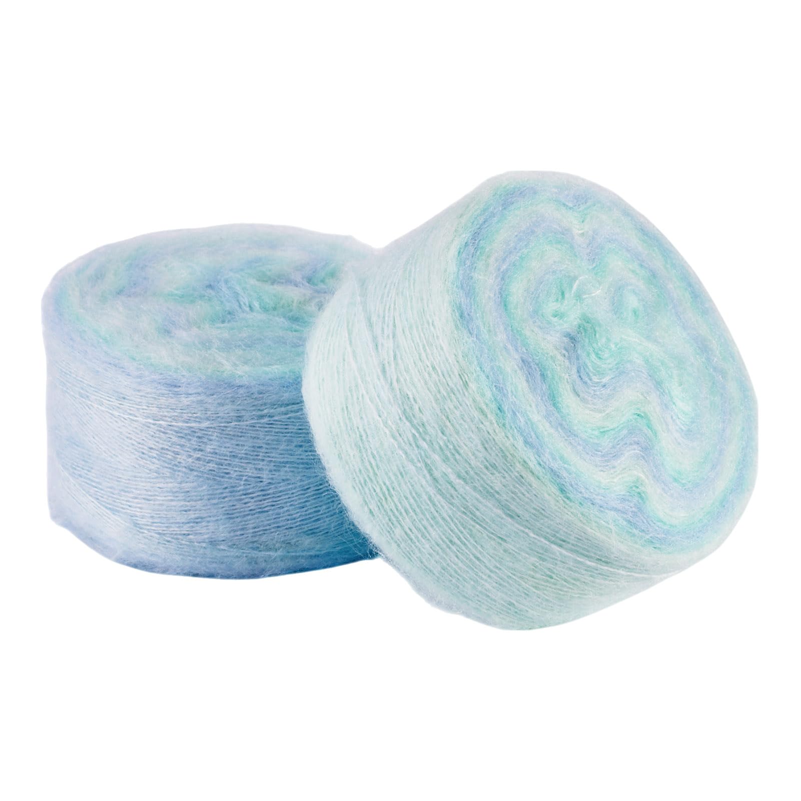 Beadthoven 2 Rolls x 100G Segment Dyed Knitting Yarn 1 mm Soft Thin Mohair Yarn Long Wool Yarns Craft Crochet Yarns for Blanket Pillows Knitting Scarves Sweater Crochet Crafts, Light Blue