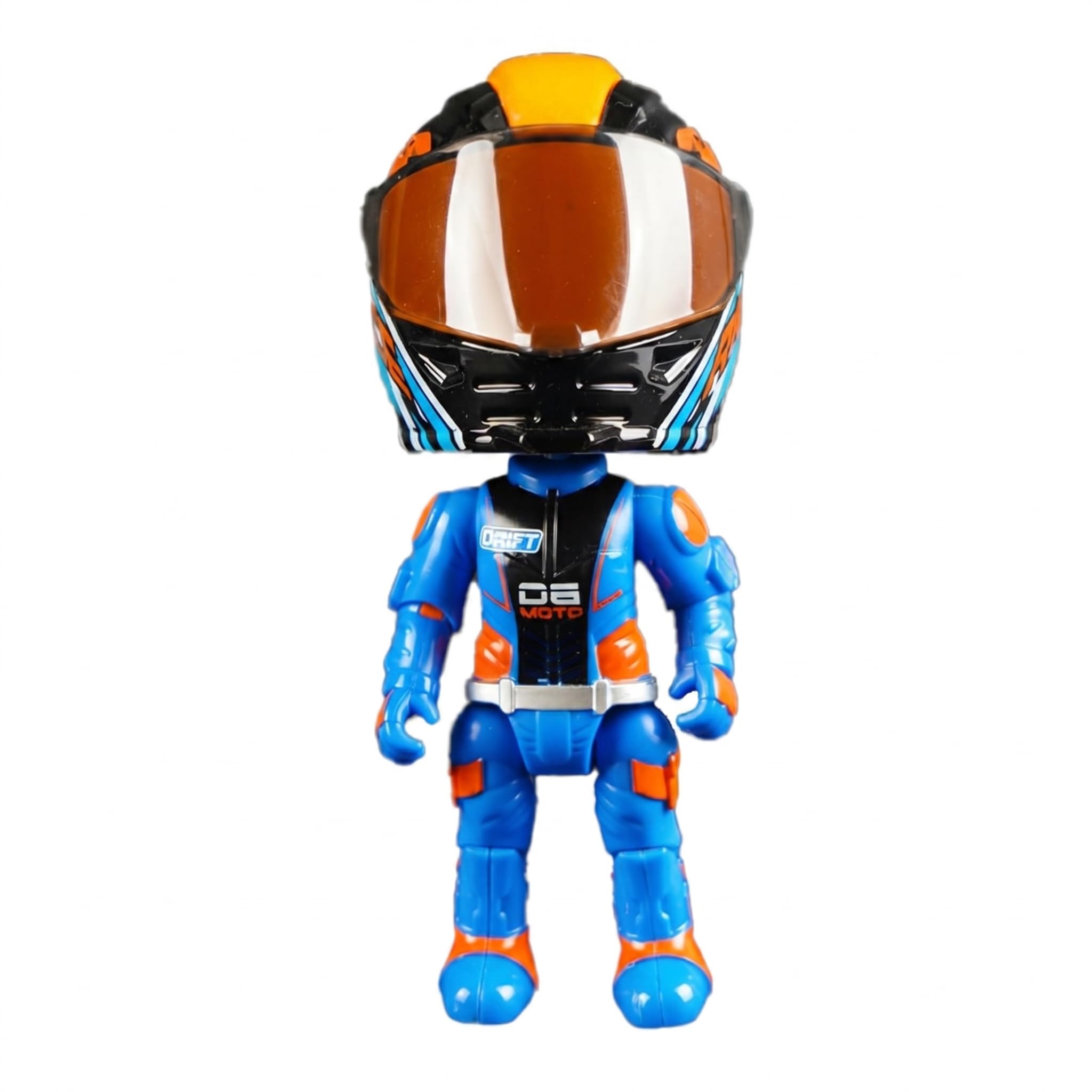 2-in-1 Die-Cast Helmet Transformer — Metal Racing Helmet to Poseable Biker Action Figure, Desk Collectible & Showpiece for MotoGP F1 Bike Lovers, Gift for Men & Boys — Blue-image-13