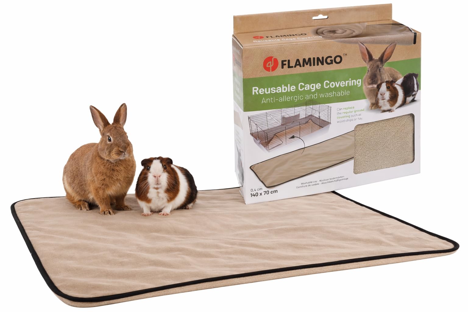 Tapis Lapin - Tapis Absorbant Taupe 140x70x0,4 cm - Textile 3 Couches - séchage Rapide - Lavable 40°C - sans poussière - idéal Cage Hamster