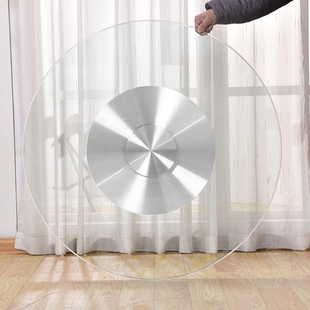 Plateau tournant rond en verre trempé de 70 cm avec base en métal et ne s'incline pas facilement