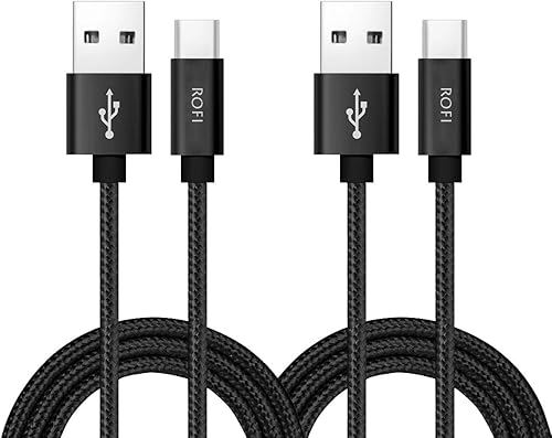 RoFI Cable USB tipo C, paquete de 2 cable USB C de 4 pies de nailon trenzado de carga rápida para Galaxy S10 S9 S8 Plus Note 9 8, Pixel, Moto Z, LG
