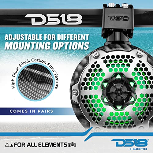 Image of DS18 CF-X6TP Hydro 6.5 inch Marine Towers with Integrated RGB LED Lights High Performance, Marine Grade IP65 Rated, 300 W Max 150 W RMS 4 Ohms (Pair)