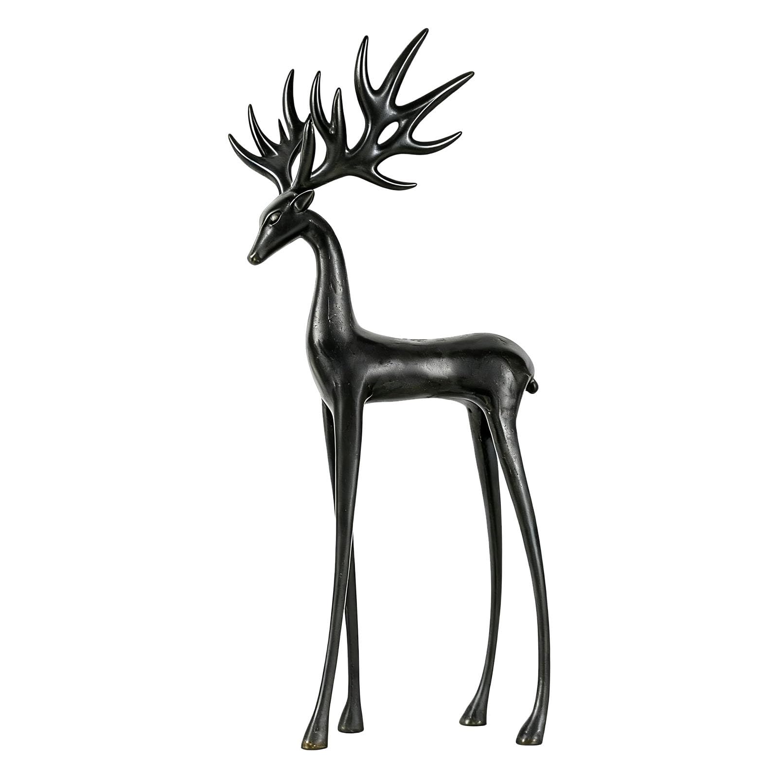 Reindeer Christmas Decorations, Reindeers Statues Imitation Metal Deer Sculpture, Christmas Reindeer Ornaments For Living Room, Black Reindeer Ornaments For Mantel Fireplace Home Decor (E#1PC)