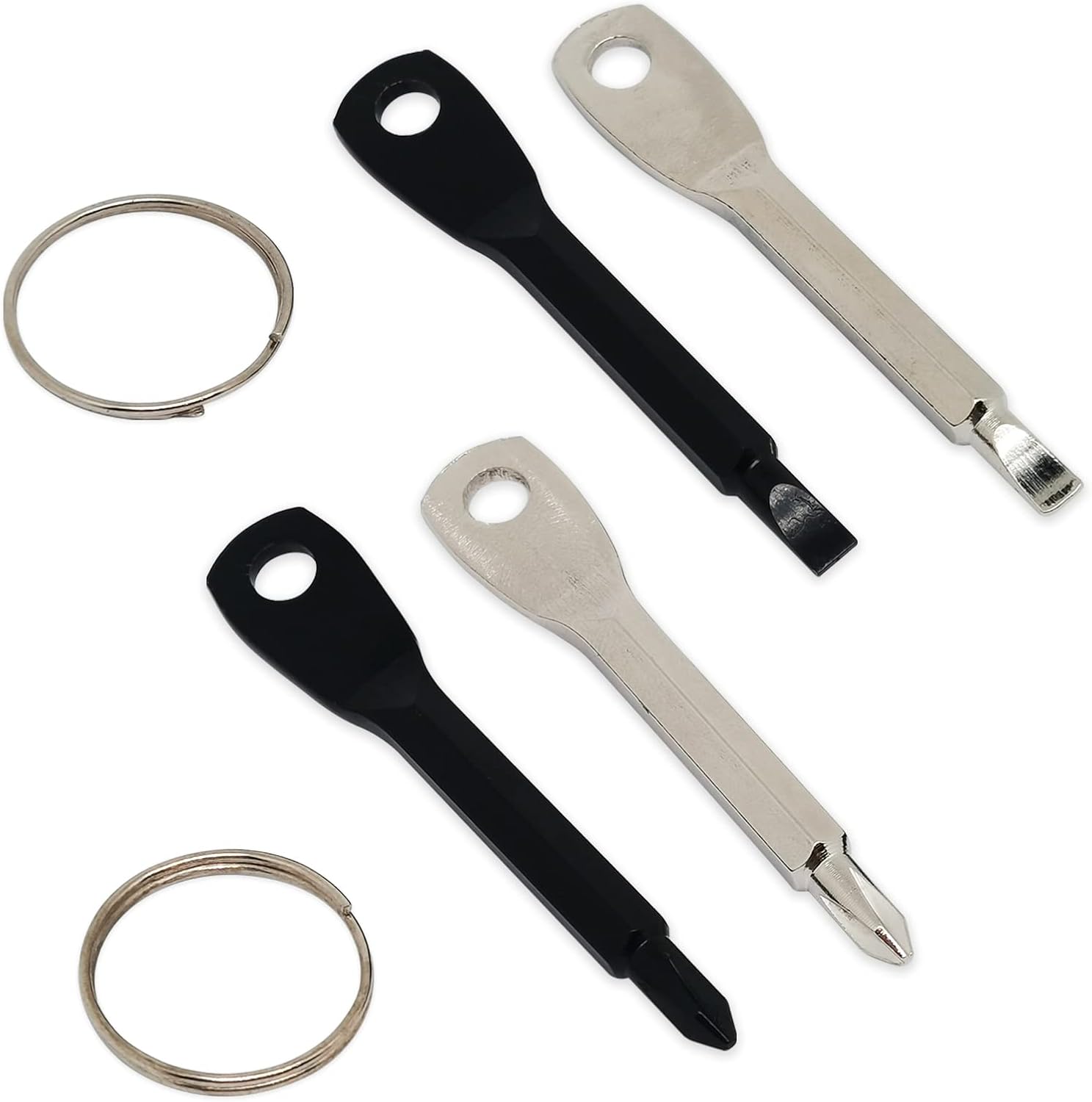 2 Sets Portable Multifunctional Keychain Screwdriver Set Slotted
